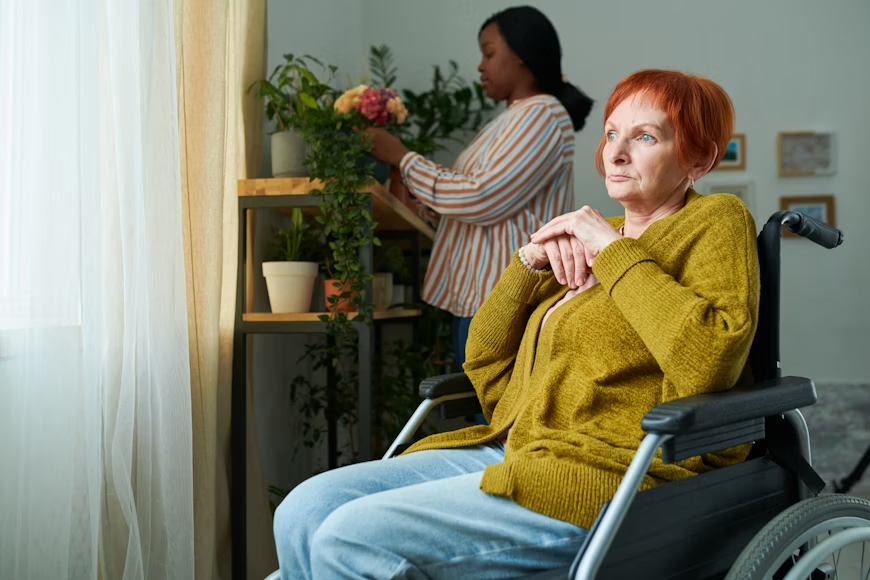 Caregiver assisting with grooming